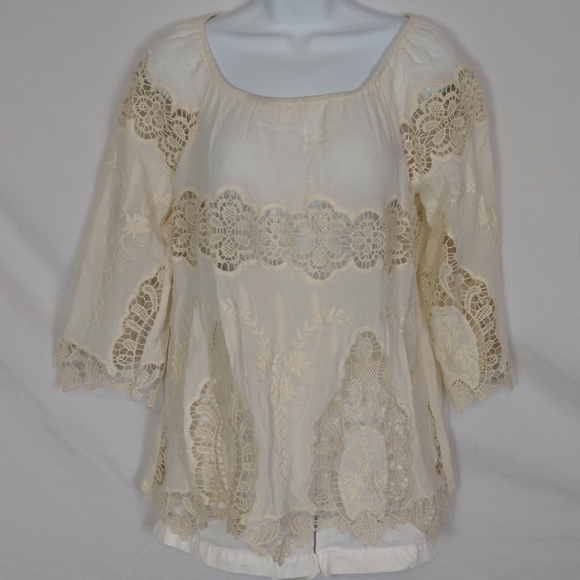 Women's Embroidered Peasant Top Size Small - Picture 1 of 8